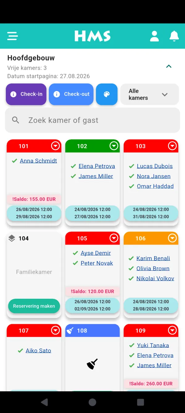 HMS Flow-app op Android-telefoon — Kameroverzicht