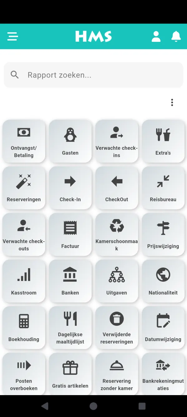 HMS Flow-app op Android-telefoon — Elk rapport binnen handbereik