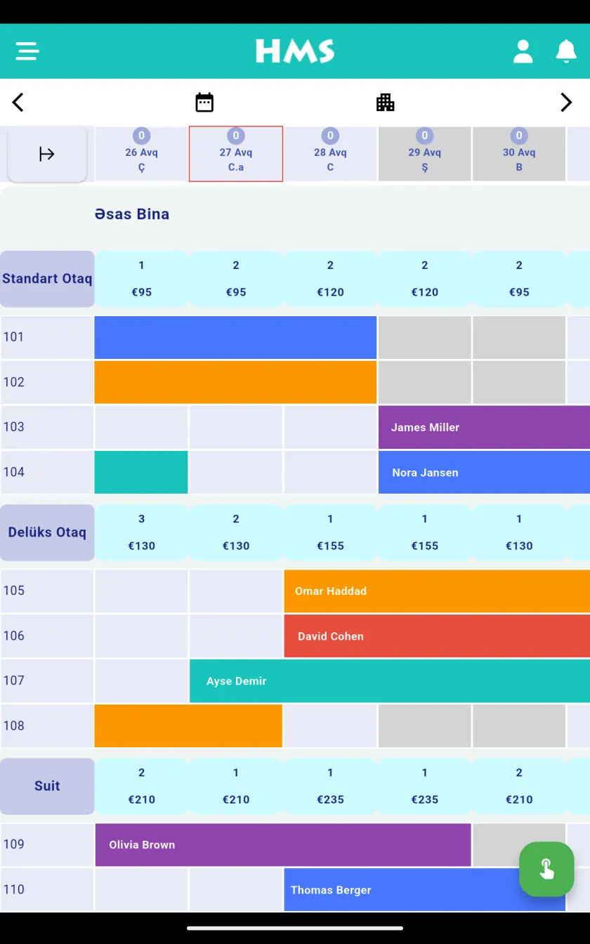 Android planşet üzərində HMS Flow tətbiqi — Otaq Planı