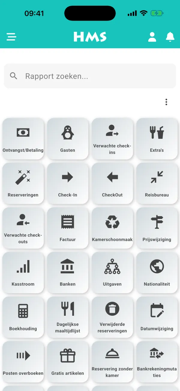 HMS Flow-app op iPhone — Elk rapport binnen handbereik