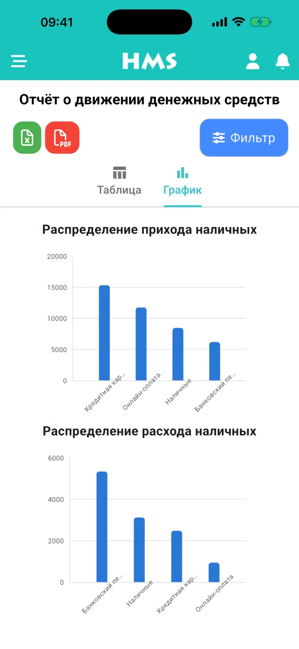 Приложение HMS Flow на iPhone — Денежный поток и графики