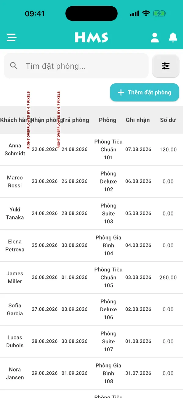 Ứng dụng HMS Flow trên iPhone — Đặt phòng